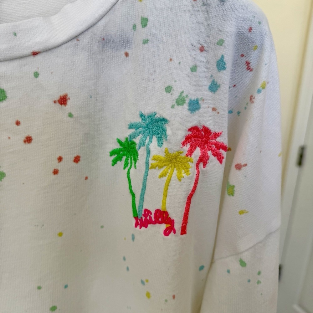 Lilly Pulitzer Sweatshirt Womens Medium Resort Preppy Palms Art Splatter - Picture 5 of 7